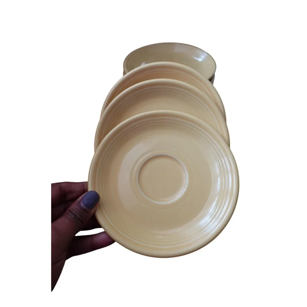 6 Homer Laughlin Fiesta Saucer Plates Canary Yellow‎ Vintage 6 inch Set of 6 USA